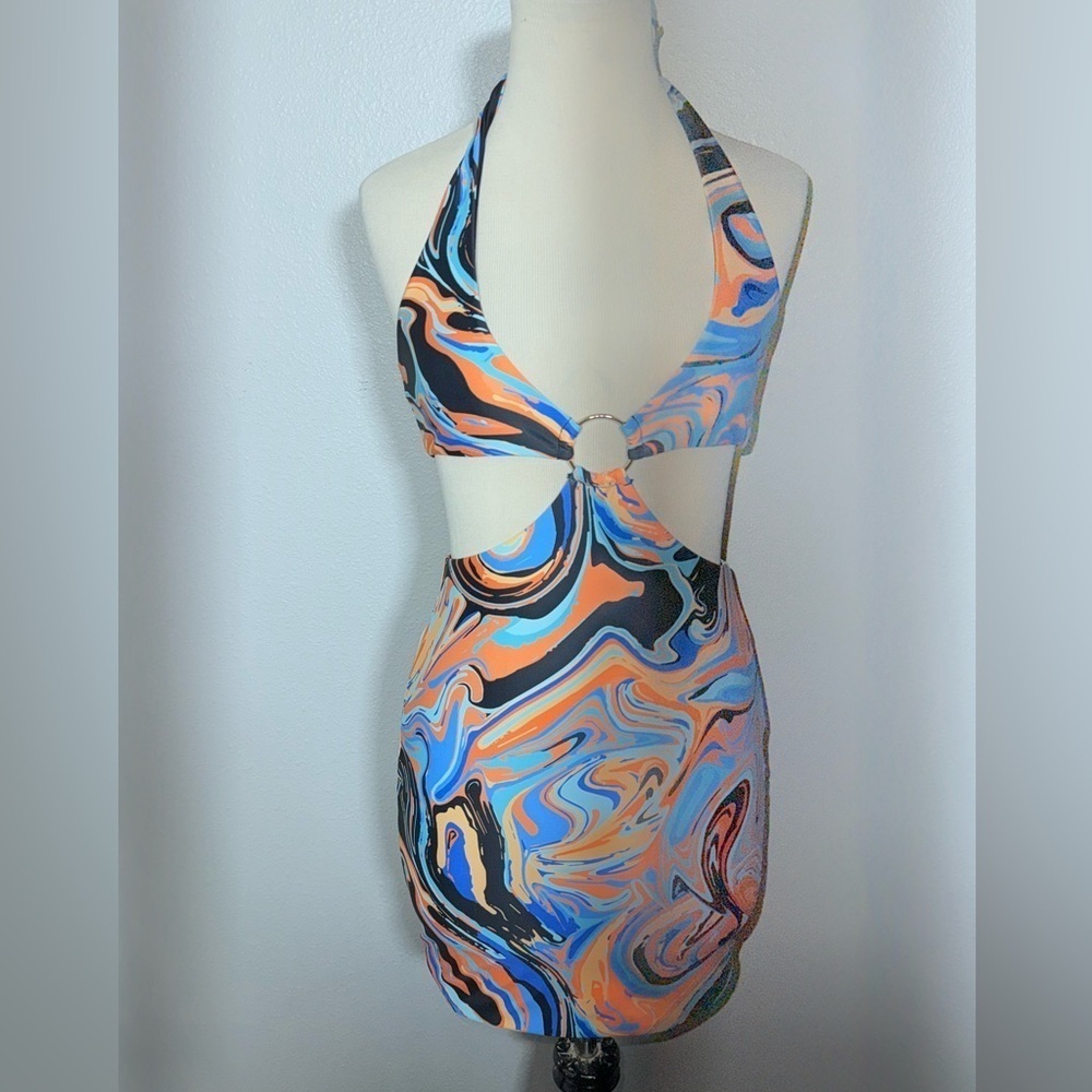 White Fox Boutique Like No Other Mini Dress size small orange/blue/black - Picture 6 of 14